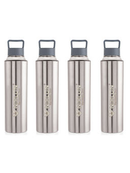 Nirlon - Eco Pure Single Wall Stainless Steel Water Bottle, (Pack of 4) Grey Color [900Ml]