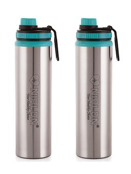 Nirlon - Eco Star Stainless Steel Water Bottle 900Ml Green Colour (Pack of 2)