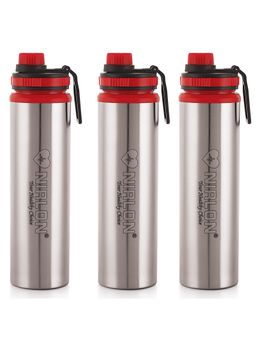 Nirlon - Eco Star Stainless Steel Water Bottle 900Ml (Red Colour | (Pack of 3)