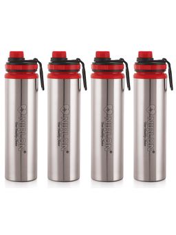Nirlon - Eco Star Stainless Steel Water Bottle 900Ml (Red Colour | (Pack of 4)