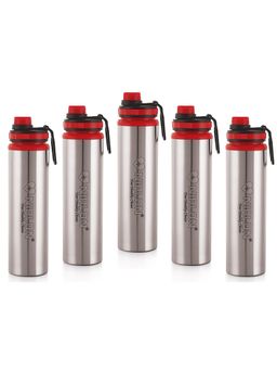 Nirlon - Eco Star Stainless Steel Water Bottle 900Ml (Red Colour | (Pack of 5)