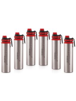 Nirlon - Eco Star Stainless Steel Water Bottle 900Ml (Red Colour | (Pack of 6)