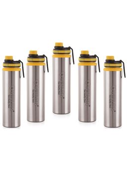 Nirlon - Eco Star Stainless Steel Water Bottle 900Ml Yellow Colour (Pack of 5)