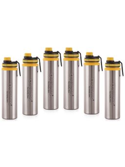 Nirlon - Eco Star Stainless Steel Water Bottle 900Ml Yellow Colour (Pack of 6)