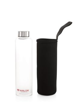 Nirlon - Ira Borosilicate Glass Bottle 1000Ml With Sleeve For Hot And Cold Water