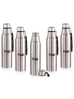 Nirlon - Neo Single Wall Stainless Steel Water Bottle 650Ml-Silver (Pack of 5)