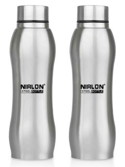 Nirlon - Ozone Single Wall Stainless Steel Water Bottle 750Ml-Silver Colour (Pack of 2)
