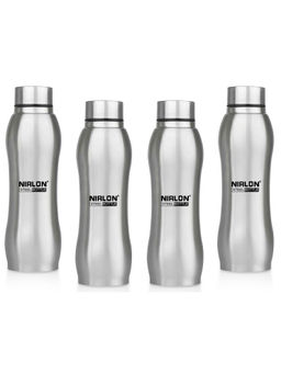 Nirlon - Ozone Single Wall Stainless Steel Water Bottle 750Ml-Silver Colour (Pack of 4)
