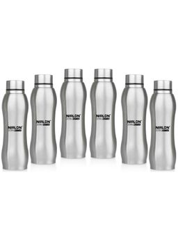 Nirlon - Ozone Single Wall Stainless Steel Water Bottle 750Ml-Silver Colour (Pack of 6)