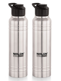 Nirlon - Polo Sport Flip Single Wall Stainless Steel Bottle , (Pack of 2), 1000Ml
