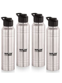 Nirlon - Polo Sport Flip Single Wall Stainless Steel Bottle , (Pack of 4), 1000Ml