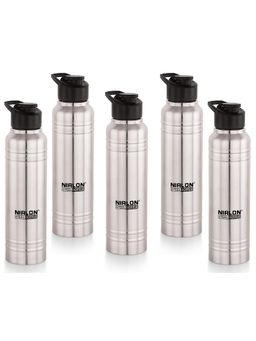 Nirlon - Polo Sport Flip Single Wall Stainless Steel Bottle , (Pack of 5), 1000Ml