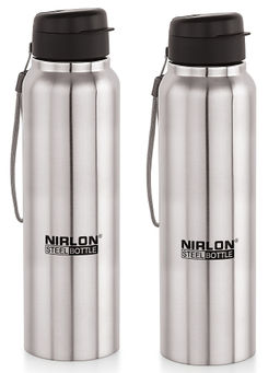 Nirlon - Superb Flip Stainless Steel Single Wall Sipper Water Bottle-Silver [1000Ml]