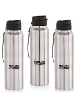 Nirlon - Superb Flip Stainless Steel Single Wall Sipper Water Bottle-Silver [1000Ml]