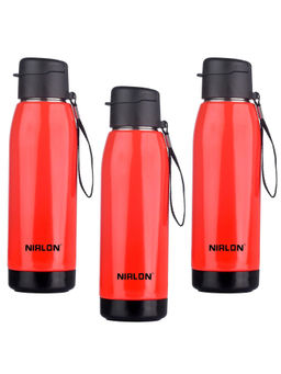 Nirlon - Electro Pu Insulated Stainless Steel Inner Side (Pack of 3), 750Ml Water Bottle