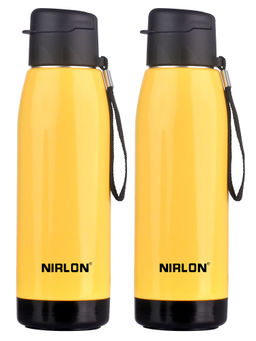Nirlon - Electro Pu Insulated Stainless Steel Inner Side (Pack of 2), 750Ml Water Bottle