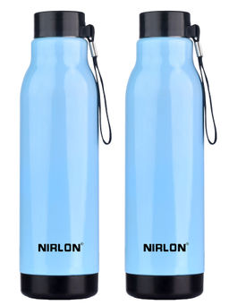 Nirlon - Loki Pu Insulated Stainless Steel Inner Side (Pack of 2), 480Ml Bottle (Blue)