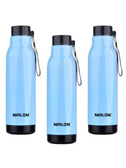Nirlon - Loki Pu Insulated Stainless Steel Inner Side (Pack of 3), 480Ml Bottle (Blue)