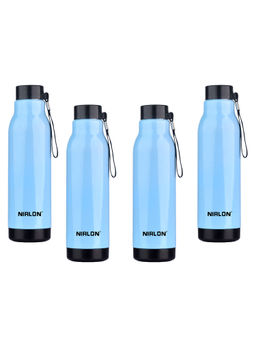 Nirlon - Loki Pu Insulated Stainless Steel Inner Side (Pack of 4), 480Ml Bottle (Blue)