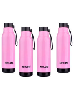 Nirlon - Loki Pu Insulated Stainless Steel Inner Side (Pack of 4), 480Ml Bottle (Pink)