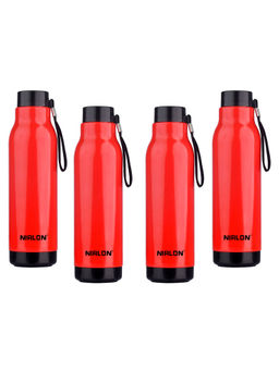 Nirlon - Loki Pu Insulated Stainless Steel Inner Side (Pack of 4), 480Ml Bottle (Red)