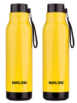 Nirlon - Loki Pu Insulated Stainless Steel Inner Side (Pack of 2), 480Ml Bottle (Yellow)