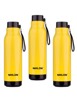 Nirlon - Loki Pu Insulated Stainless Steel Inner Side (Pack of 3), 480Ml Bottle (Yellow)