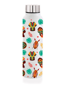 Nirlon - Tribal Art Uv Printing Stainless Steel Bottle, Single,1000Ml Capacity