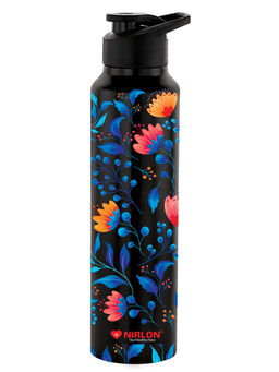 Nirlon - Classic Flip Uv Print Single Wall Stainless Steel Water Bottle 1000Ml (Florens)