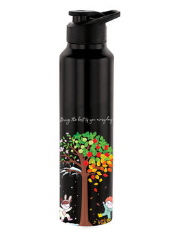 Nirlon - Clasic Flip Uv Print Single Wall Stainless Steel Bottle 1L(I Am The Best Black)