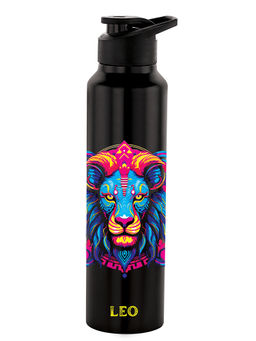 Nirlon - Classic Flip Uv Printed Single Wall Stainless Steel Water Bottle 1000Ml (Leo)