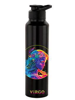 Nirlon - Classic Flip Uv Printed Single Wall Stainless Steel Water Bottle 1000Ml (Virgo)