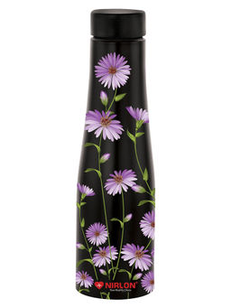 Nirlon - Tall Bell Single Wall Stainless Steel Water Bottle 1000Ml, (Uv Printed Aster)