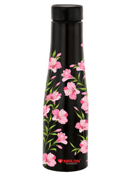 Nirlon - Tall Bell Single Wall Stainless Steel Water Bottle 1000Ml, (Uv Printed Lilies)