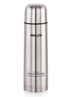 Nirlon - Bullet Vacuum Flask Hot & Cold Double Wall Stainless Steel Bottle Silver, 500Ml