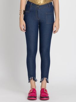 SHAYE - Mid-Rise Blue Solid Casual Denim Jeans For Women
