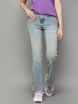 Xpose - Women Blue Comfort Low Distress Straight Fit High-Rise Stretchable Jeans