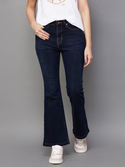 Xpose - Women Navy Dark Blue Comfort Wide High-Rise Stretchable Jeans