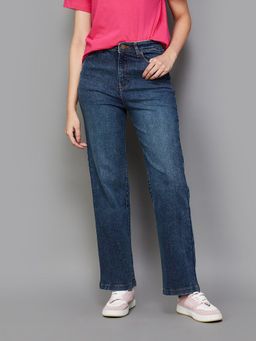 Xpose - Women Navy Blue Comfort Super High-Rise Straight Fit Stretchable Jeans