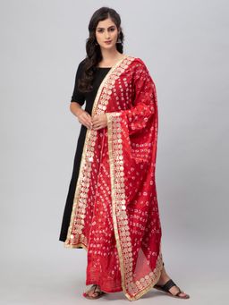 Aditi Wasan - Red Bandhani Silk Blend Dupatta