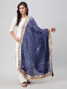 Aditi Wasan - Blue Bandhani Silk Blend Dupatta