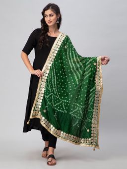 Aditi Wasan - Green Bandhani Silk Blend Dupatta