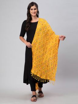 Aditi Wasan - Yellow Printed Silk Blend Dupatta