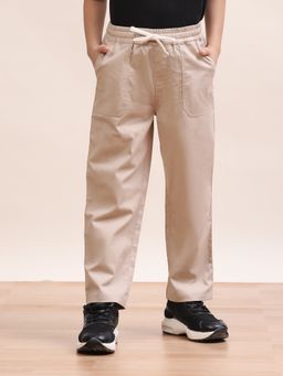 Spunkies - Beige Solid Relaxed Fit Trouser