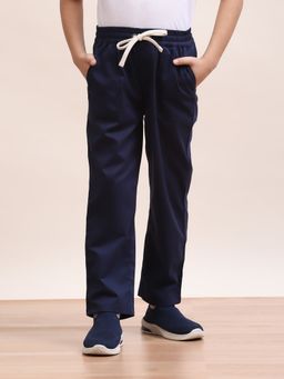 Spunkies - Navy Blue Solid Relaxed Fit Trouser