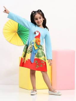 Spunkies - Multi-Color Printed A-Line Fit Dress