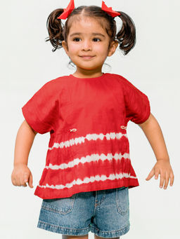 TIBER TABER - Red Tie and Dye Regular Fit Top