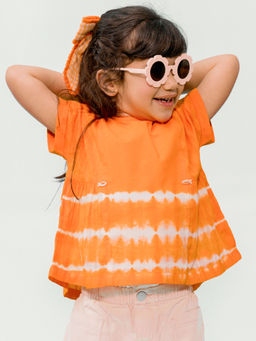 TIBER TABER - Orange Tie and Dye Regular Fit Top