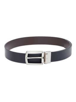 United Colors of Benetton - Parc Men Leather Reversible Belt - Black, S 80 cm