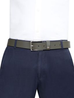 United Colors of Benetton - Scanno Men Leather Non Reversible Belt - Olive, S 80 cm
